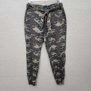 Almost Famous Womens Camouflage Jogger Pants W/ Tie Waist & Pockets Size L